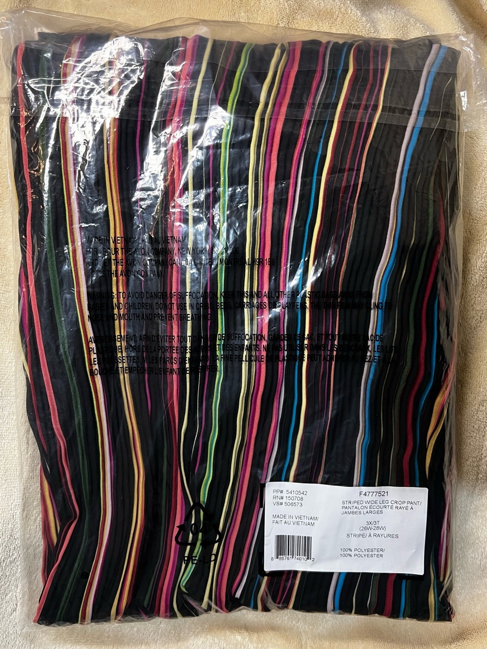 NWT Studio 1886 Pleated Wide Leg Crop Pants Colorful Stripe Pull On 3X - Picture 7 of 7